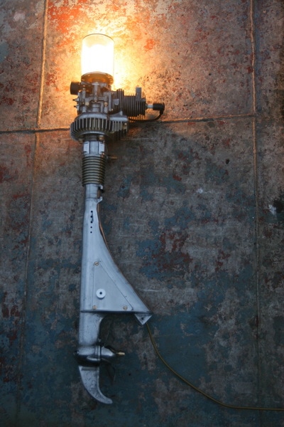 Upcycled Outboard motor wall light