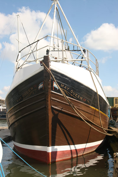 Former fishing trawler Albacore N303 turned houseboat The May Queen in Torpoint
