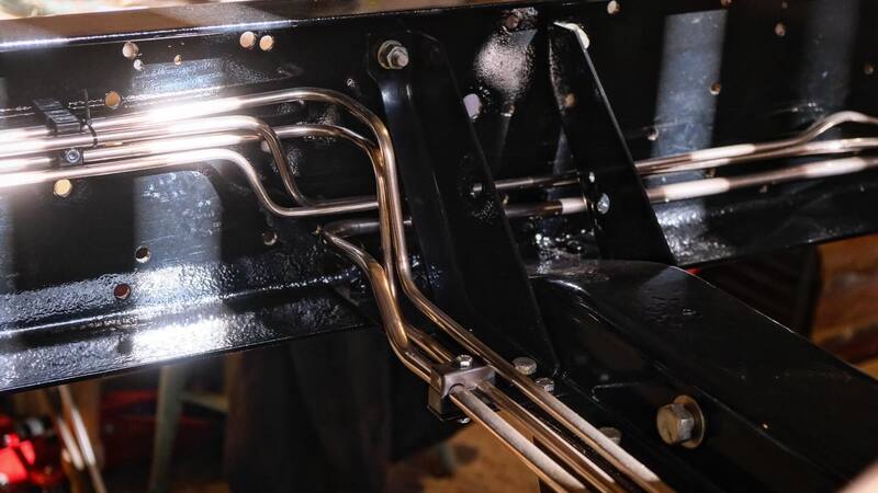 New metal brake lines on a Bedford truck