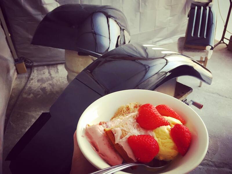 Trifle cake and car panels