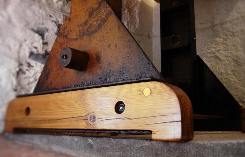 Detail of ship winch upcycled into a table