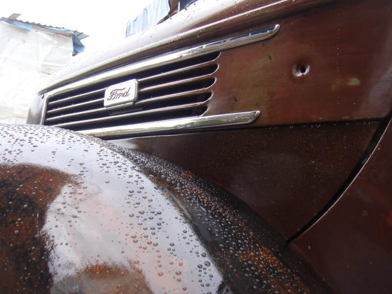 1941 Ford truck badge in situ