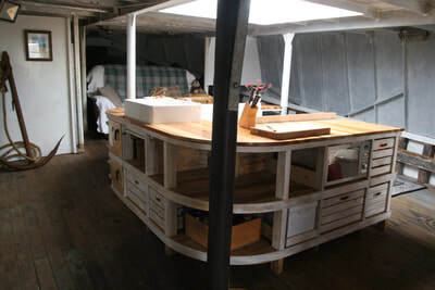 Kitchen inside a houseboat