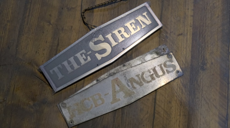 Old HCB Angus badge and new badge with the words The Siren